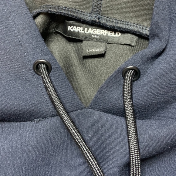 Karl Lagerfeld Side Zip Hoodie in Dark Navy XXL - Picture 3 of 5